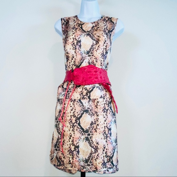 Pink Pure Silk Multicolor Snake Print Wrap Dress H&M Exclusive Studio SS 2015 - Picture 6 of 16